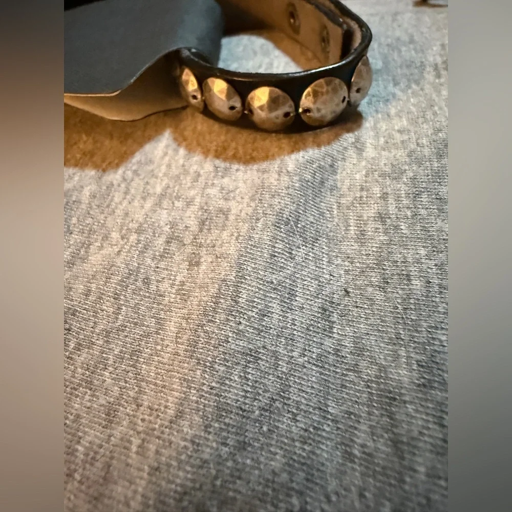 Leather Studded Black and Silver Bracelet